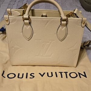 Louis Vuitton Cream Leather Mini Tote Bag - Elegant LV Embossed Design